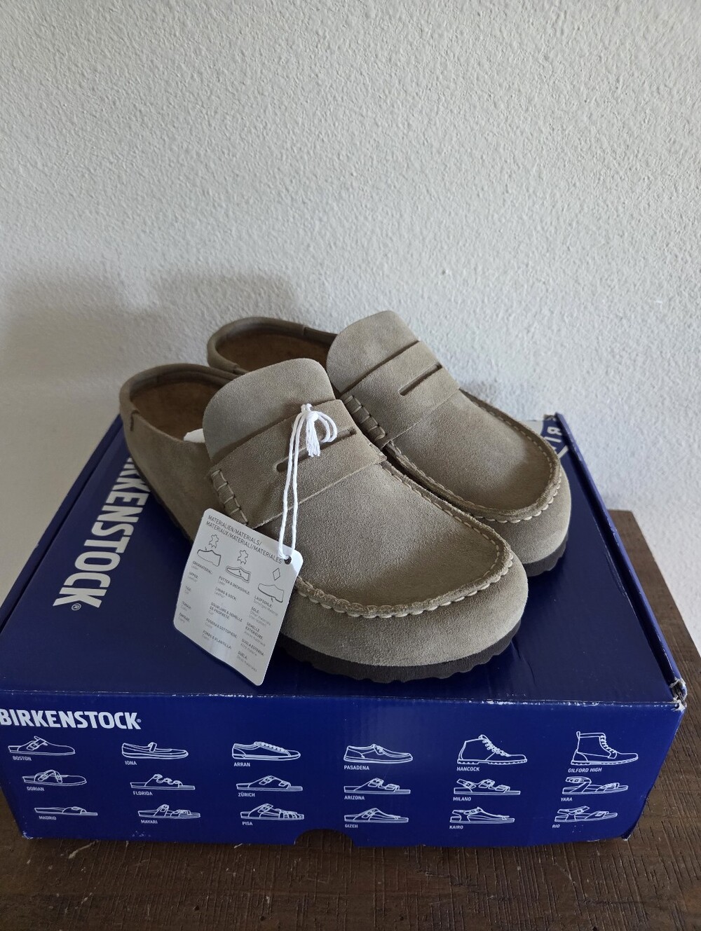 Birkenstock Womens Naples Wrapped Suede Leather Loafer Size 39 NWT Taupe